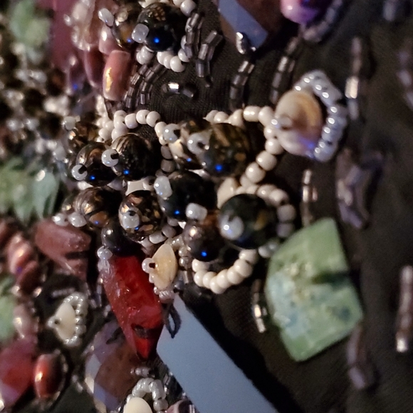 Black Beaded Halter Lined Dress Size Lg - Picture 8 of 9